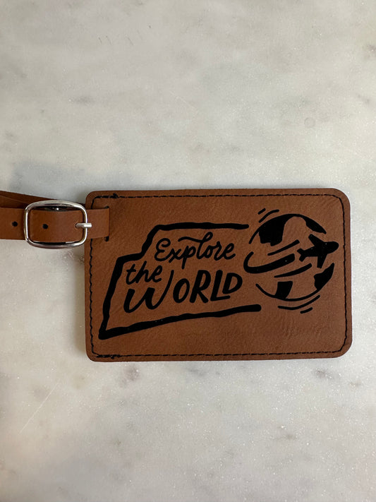 Explore the world luggage tag